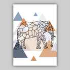 Set of 3 GEOMETRIC Copper & Blue ELEPHANT and Tree Modern Art Prints