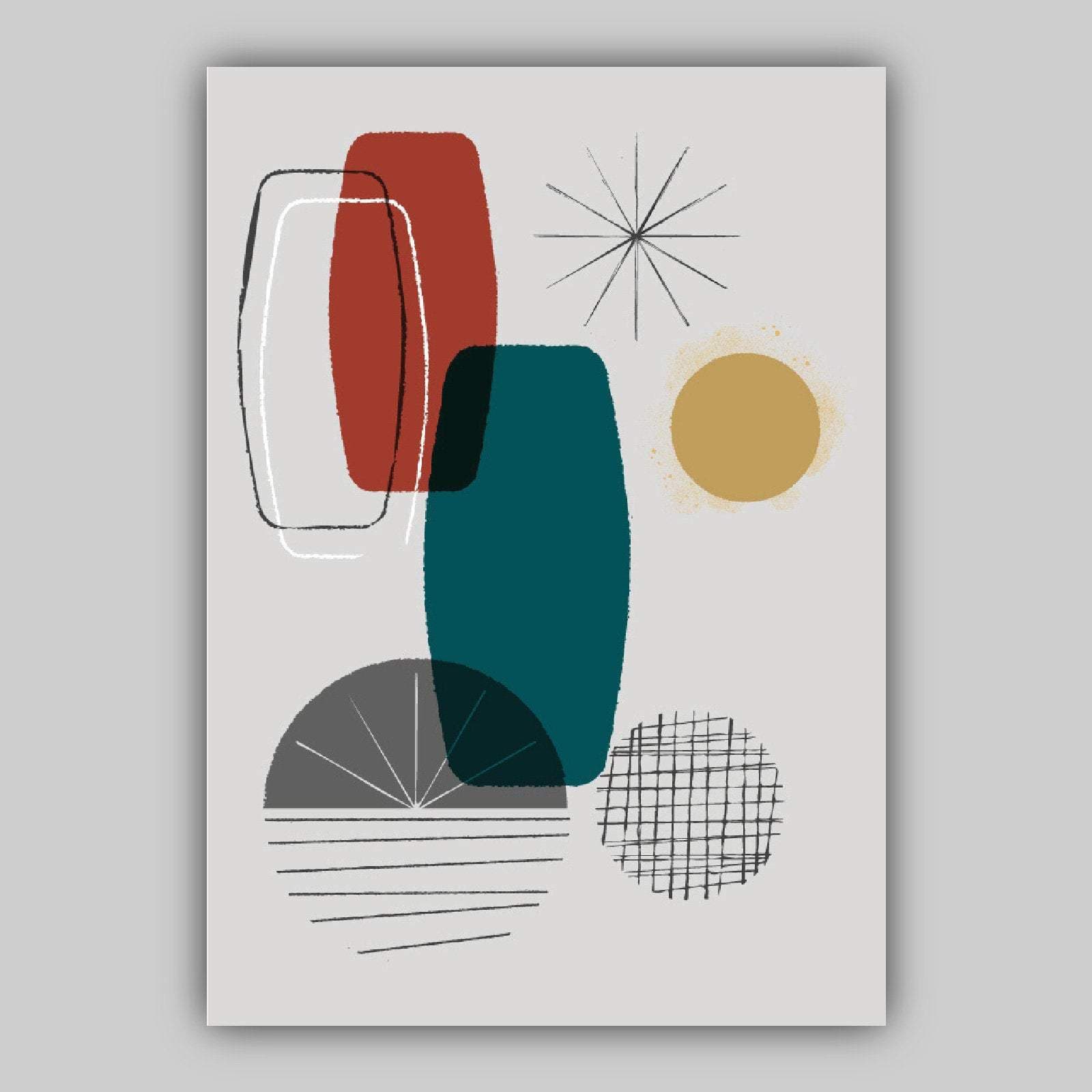 Mid Century Modern ABSTRACT GEOMETRIC Set of 3 Prints