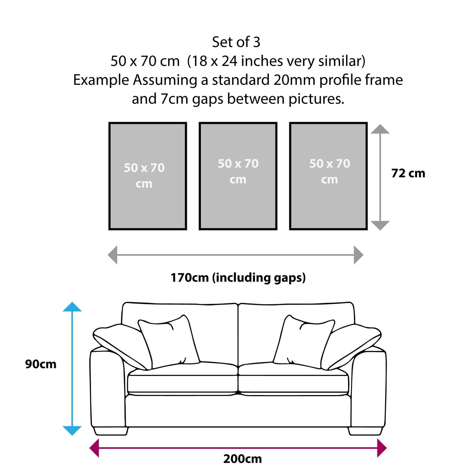 GEOMETRIC set of 3 Scandinavian Stags Black Grey & Gold Effect Art Prints
