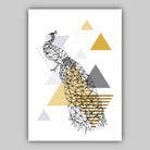 Set of 3 Scandinavian Yellow & Grey Flamingo & Peacock Feather Modern Art Prints