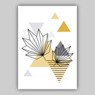 Set of 3 GEOMETRIC YELLOW & Grey ROSE Peony Leaf Floral Botanical Art Prints