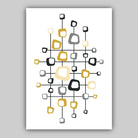 Set of 3 ABSTRACT GEOMETRIC Yellow and Grey Mid Century Modern Print Set