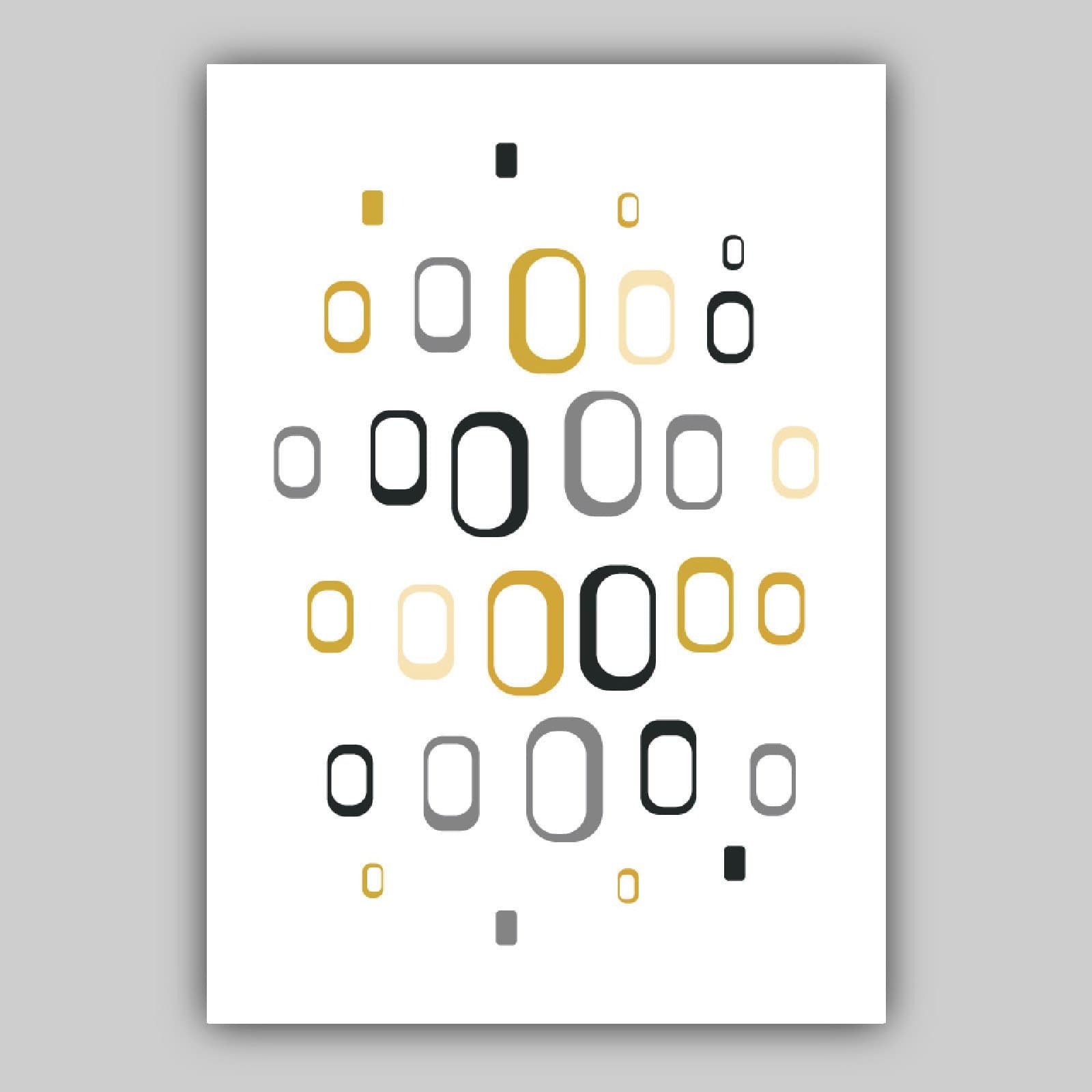 Set of 3 Mid Century Modern Yellow and Grey Wall Art