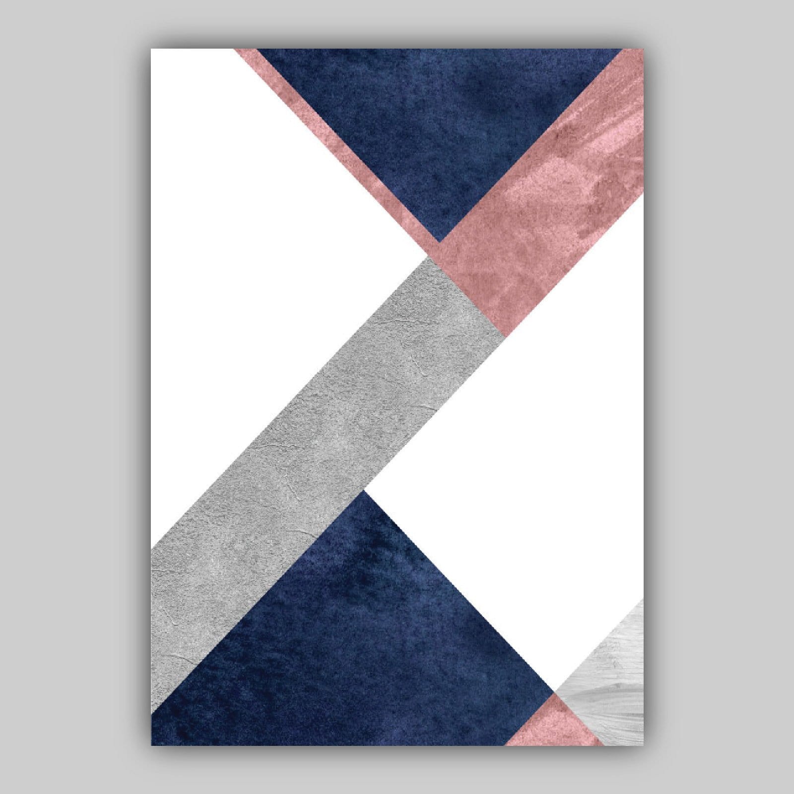 GEOMETRIC set of 3 Navy Blush Pink and Grey Art Prints Abstract Textured Pattern
