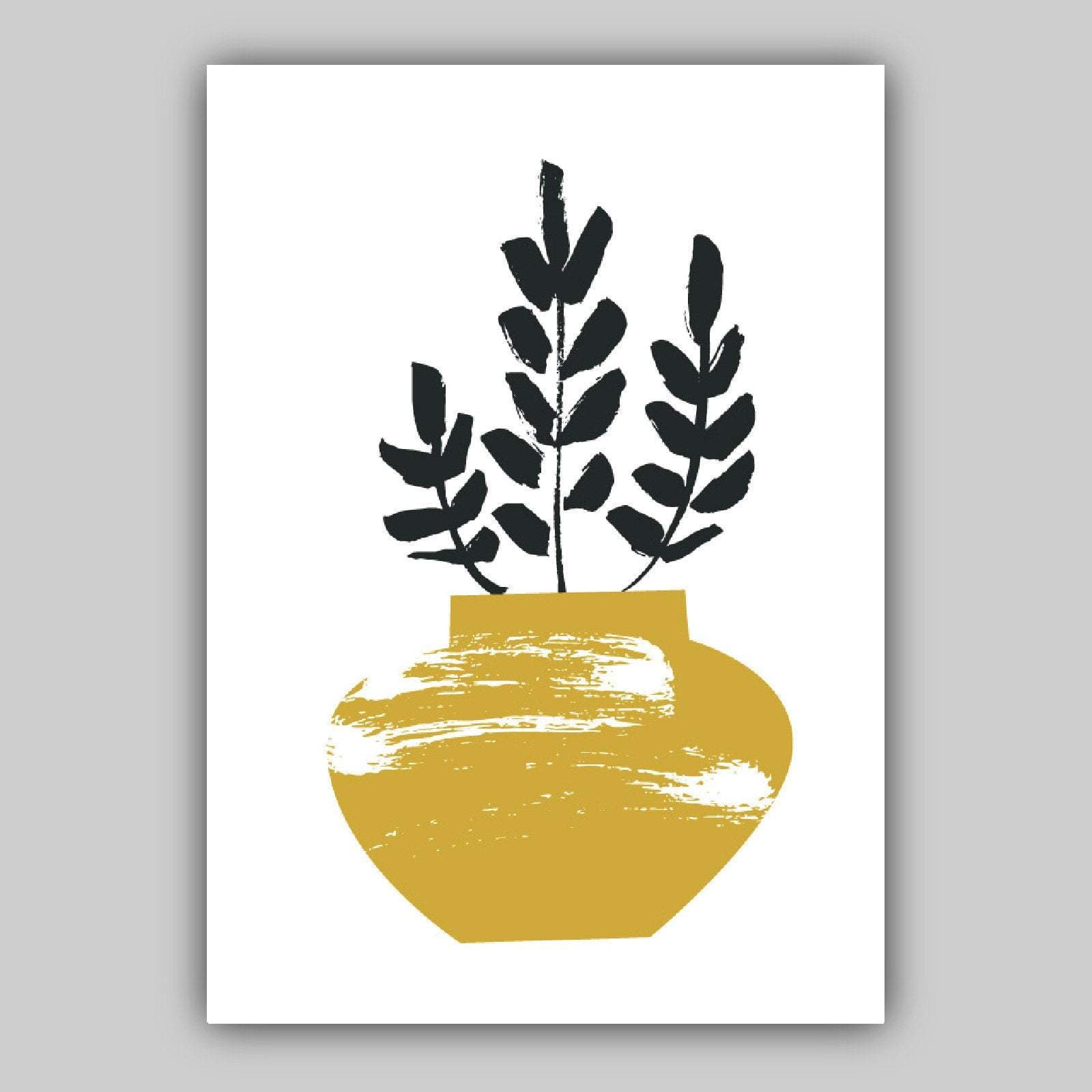 Set of 3 Grey & Yellow Cactus Scandinavian Art Prints