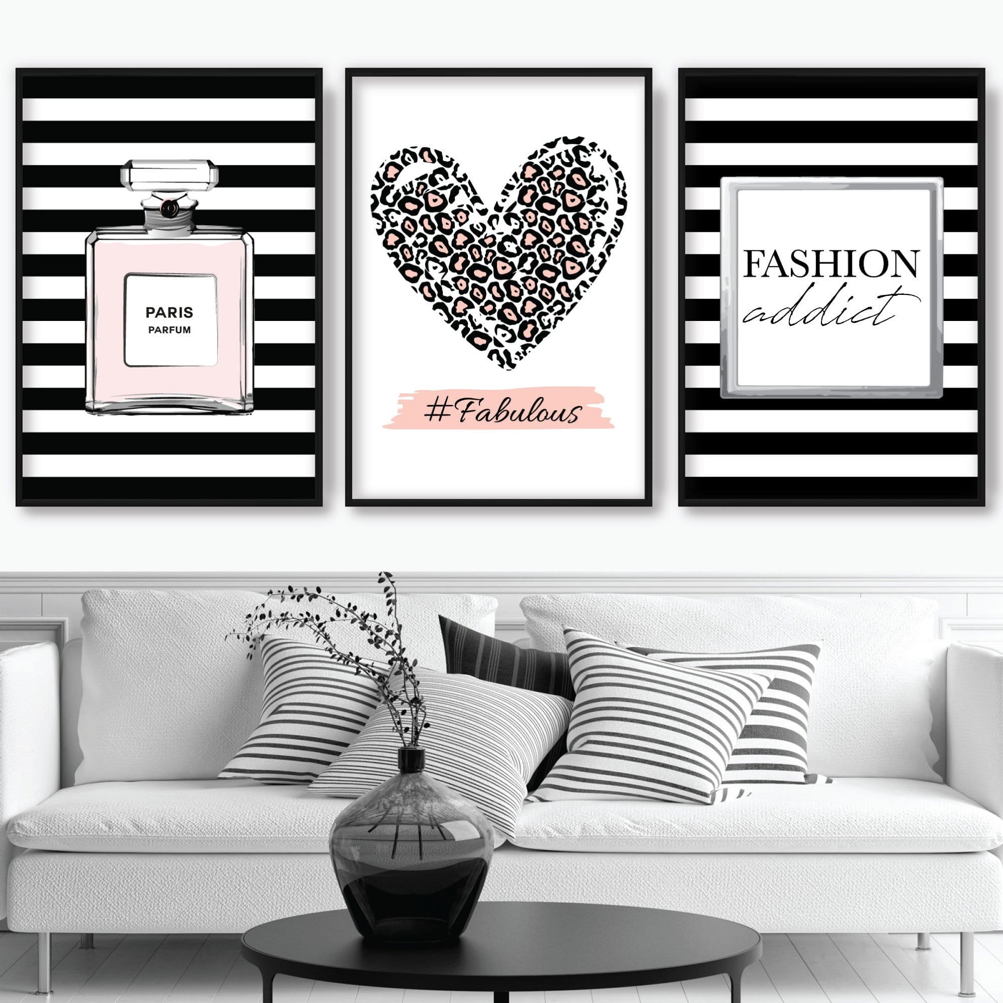 Set of 3 FASHION #fabulous Pink Perfume Bottle Art Prints