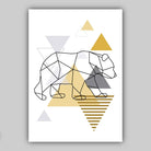 Set of 3 YELLOW & Grey BEARS Prints Set