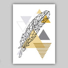 Set of 3 Scandinavian Yellow & Grey Flamingo & Peacock Feather Modern Art Prints