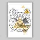 Set of 3 YELLOW & Grey BEARS Prints Set