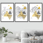Set of 3 YELLOW & Grey BEARS Prints Set