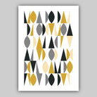 Set of 3 ABSTRACT GEOMETRIC Yellow and Grey Mid Century Modern Print Set