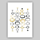 Set of 3 ABSTRACT GEOMETRIC Yellow and Grey Mid Century Modern Print Set