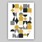 Set of 3 Mid Century Modern Yellow and Grey Wall Art