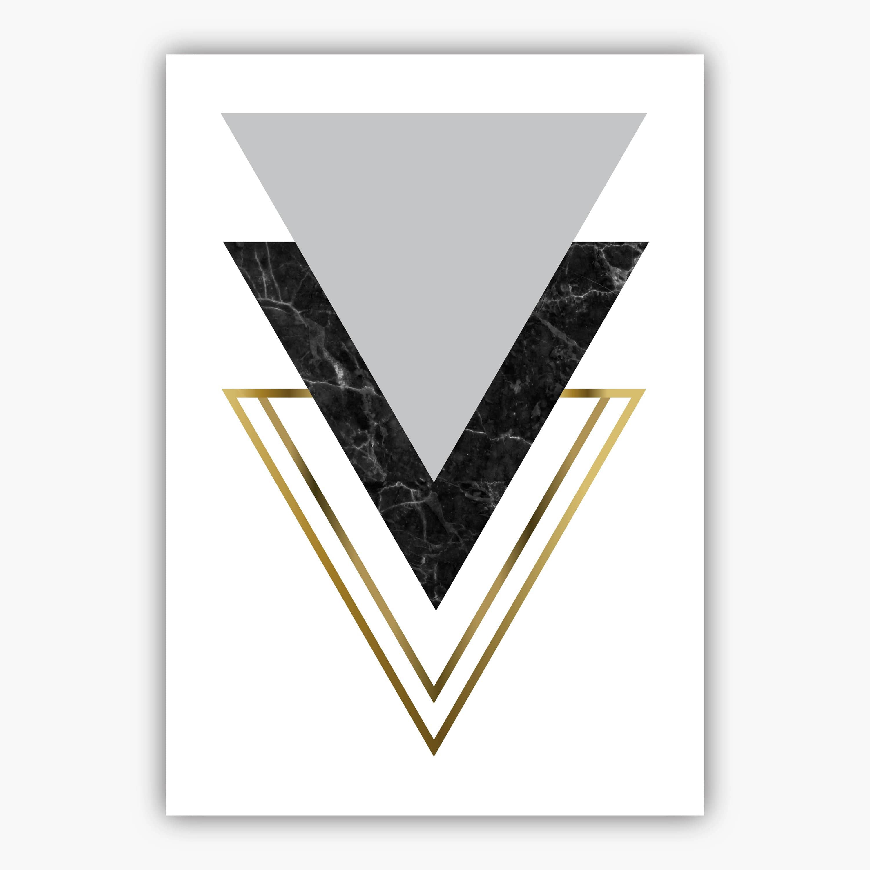 GEOMETRIC set of 3 Scandinavian Stags Black Grey & Gold Effect Art Prints