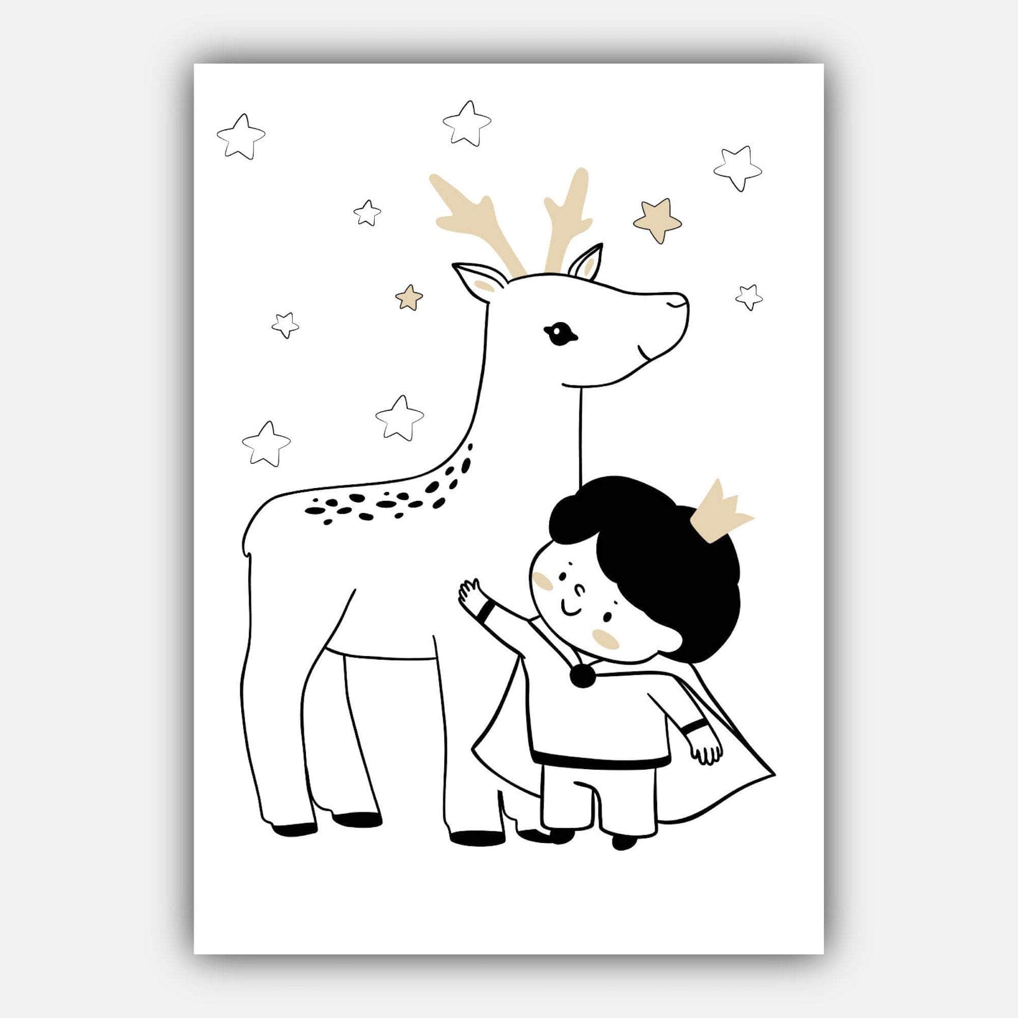 NURSERY Set of 5 PRINCE STAG, Dog, Bear, Little Prince, Love you to the Moon and Back Scandinavian Gallery Wall Art Prints Picture Posters