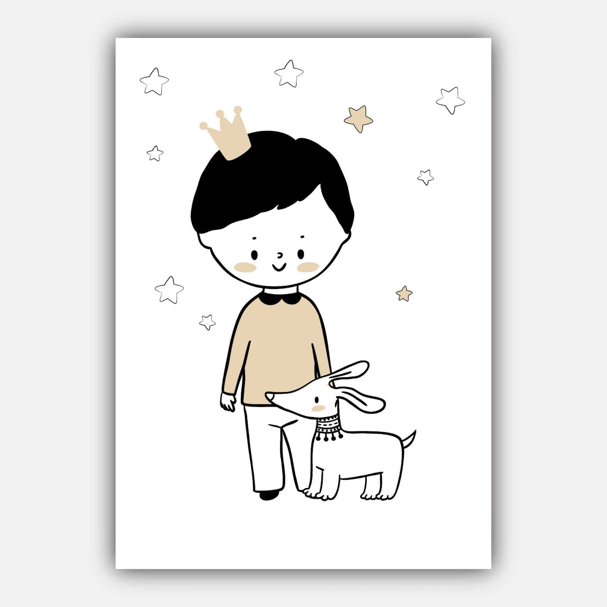 NURSERY Set of 5 PRINCE STAG, Dog, Bear, Little Prince, Love you to the Moon and Back Scandinavian Gallery Wall Art Prints Picture Posters