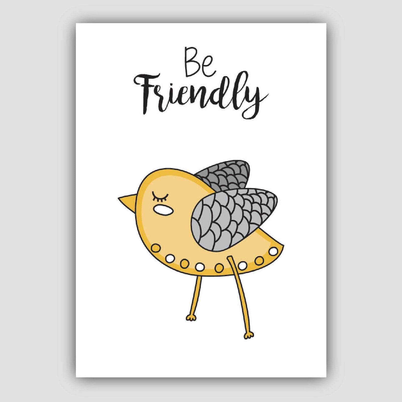 Nursery Set of 3 Yellow and Grey Forest Animals Art Quote Prints