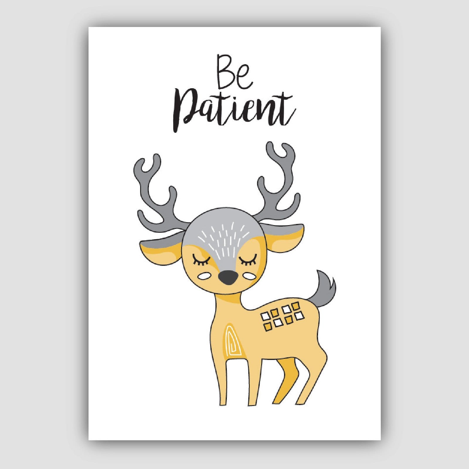 NURSERY Set of 3 Animals Wall Art Quote Prints in Yellow and Grey