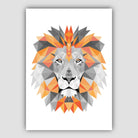GEOMETRIC set of 3 ORANGE & Grey Art Prints Jungle Heads Giraffe Lion Elephant