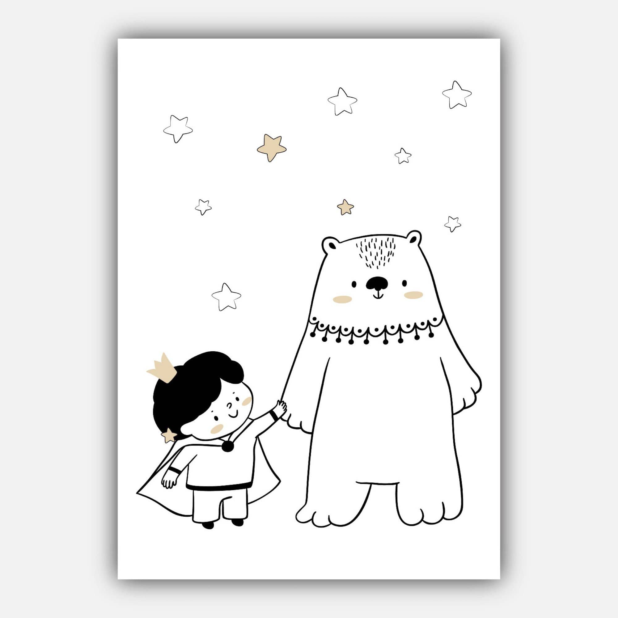 NURSERY Set of 5 PRINCE STAG, Dog, Bear, Little Prince, Love you to the Moon and Back Scandinavian Gallery Wall Art Prints Picture Posters