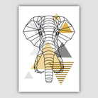 Set of 5 Gallery Wall Art Yellow and Grey Art Prints Jungle Art Print Elephant Lion Giraffe GEOMETRIC Wall Pictures Posters Artwork