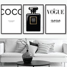FASHION Set of 3 Black and White Noir Perfume Art Prints