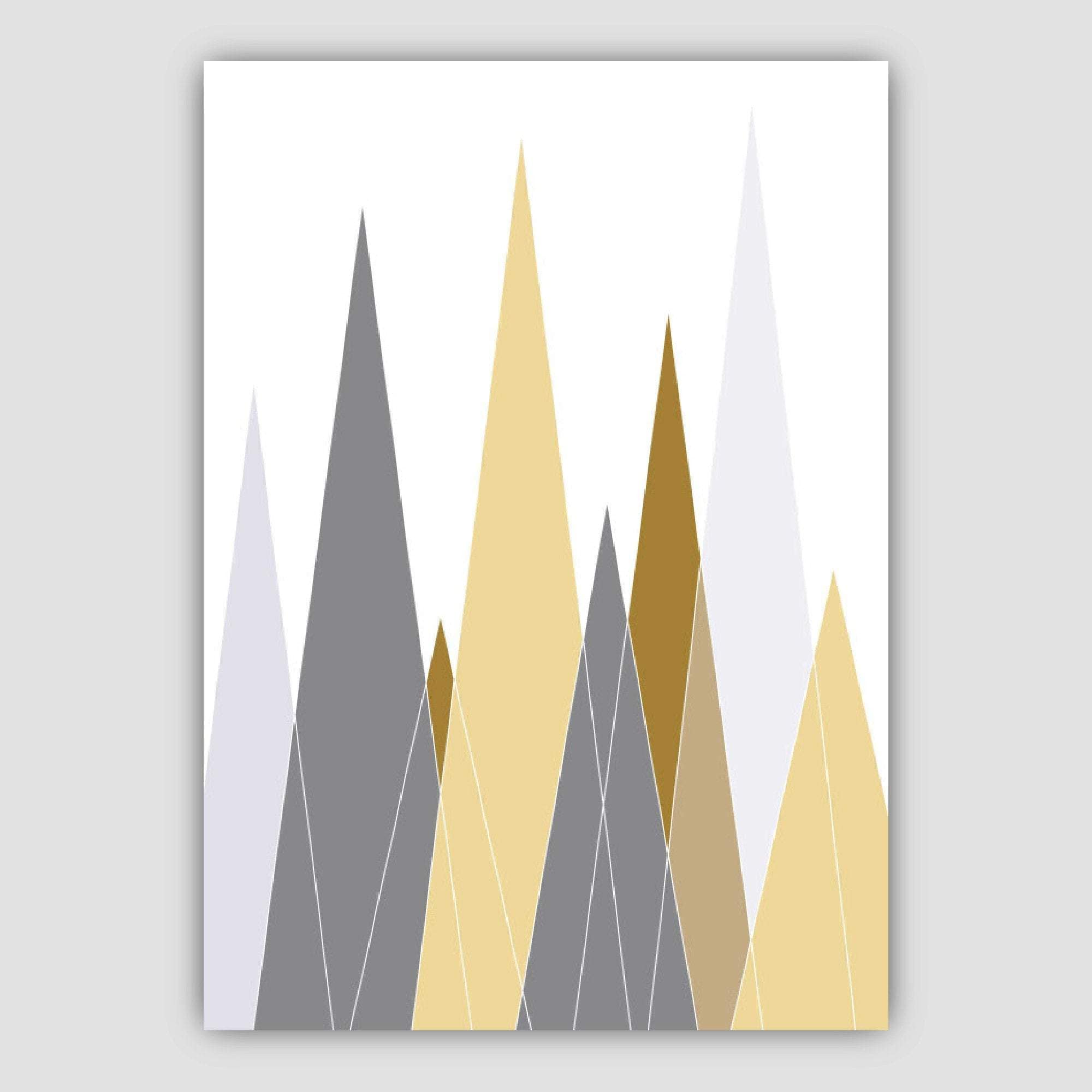 Set of 5 Gallery Wall Art Yellow and Grey Art Prints Jungle Art Print Elephant Lion Giraffe GEOMETRIC Wall Pictures Posters Artwork