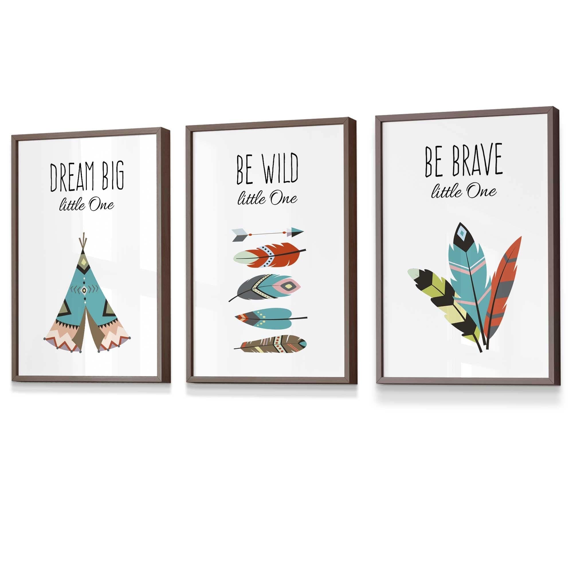 NURSERY Prints Set of 3 Tribal Wall Art Quote Prints Dream Big / FRAMED Kids Wall Art | Artze Wall Art UK