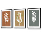 Orange, Green and Yellow Graphical Leaves FRAMED Wall Art | Artze Wall Art UK