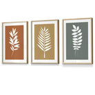 Orange, Green and Yellow Graphical Leaves FRAMED Wall Art | Artze Wall Art UK