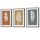 Orange, Green and Yellow Graphical Leaves FRAMED Wall Art | Artze Wall Art UK