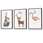NURSERY Prints Set of 3 Tribal Wall Art Quote Prints Be Wise Owl Deer Flamingo / FRAMED Kids Wall Art | Artze Wall Art UK