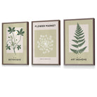 Vintage Graphical Sage Green Botanical Flower Market FRAMED Wall Art Prints / Posters