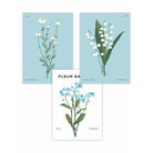 Set of 3 Vintage Graphical Blue Spring Wild Flower Market FRAMED Wall Art Prints / Posters | Artze Wall Art UK