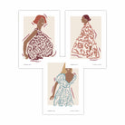 Set of 3 Fashion Figures Framed Wall Art Prints in Autumn Colours | Artze Wall Art UK