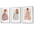 Set of 3 Fashion Figures Framed Wall Art Prints in Autumn Colours | Artze Wall Art UK