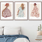Set of 3 Fashion Figures Framed Wall Art Prints in Autumn Colours | Artze Wall Art UK