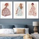 Set of 3 Fashion Figures Framed Wall Art Prints in Autumn Colours | Artze Wall Art UK