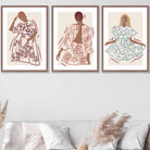 Set of 3 Framed Sketch Fashion Women in Autumn Colours | Artze Wall Art UK
