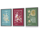 Framed Set of 3 Sketch Line Art Kitchen Quote Prints in Autumn Colours | Artze Wall Art UK