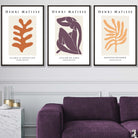 Matisse Floral and Nude Set of 3 FRAMED Wall Art Prints in Purple, Orange and Yellow | Artze Wall Art UK