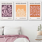 Matisse Floral Set of 3 FRAMED Wall Art Prints in Purple, Orange and Yellow | Artze Wall Art UK