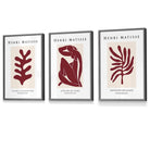 Matisse Floral and Nude Set of 3 FRAMED Wall Art Prints in Red and Beige | Artze Wall Art UK