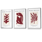 Matisse Floral and Nude Set of 3 FRAMED Wall Art Prints in Red and Beige | Artze Wall Art UK