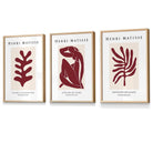 Matisse Floral and Nude Set of 3 FRAMED Wall Art Prints in Red and Beige | Artze Wall Art UK