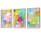 Set of 3 Abstract Bright Painted Fractal Wall Art Prints Framed Colourful Posters | Artze Wall Art UK