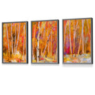 FRAMED Set of 3 Abstract Autumn Trees in Orange Wall Art Prints | Artze Wall Art UK