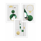 Abstract Textured Geometric Mid Century Modern FRAMED Art in Green and Gold | Artze Wall Art UK