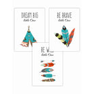 NURSERY Prints Set of 3 Tribal Wall Art Quote Prints Dream Big / FRAMED Kids Wall Art | Artze Wall Art UK