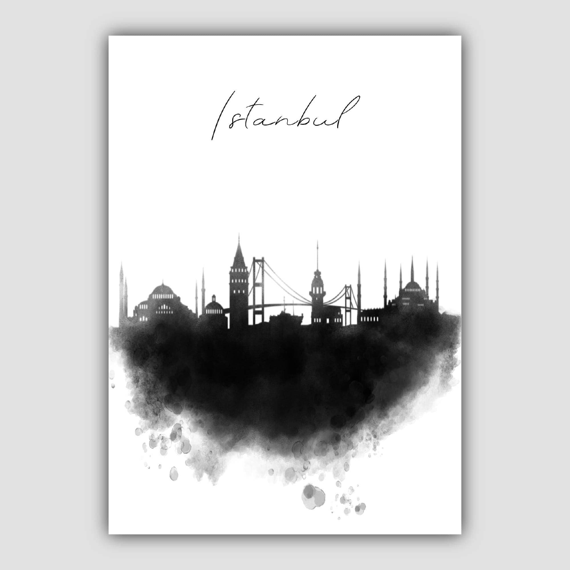 Istanbul Watercolour Skyline Cityscape Print